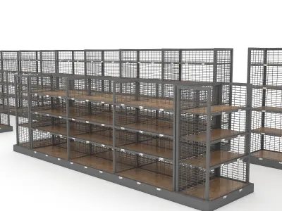 3D various market stands model Low-poly 3D model