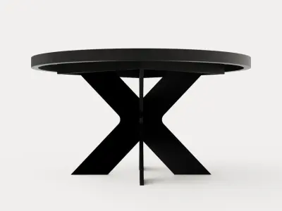 Telma Extensionable Dining Table 140 Cm Around Black Low-poly 3D model