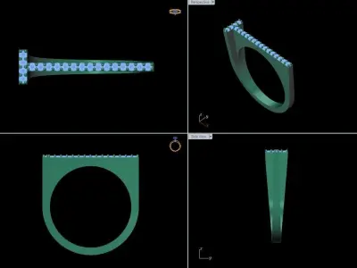 alphabet jewelry ring diamond letter T 3D print model