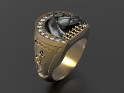 RING WITH HORSESHOE AND HORSE 3D print model