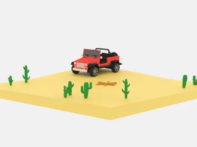 Cartoon Jeep Wrangler Low-poly 3D model