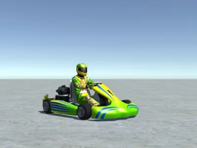 Low Poly Kart With Player 7 Low-poly 3D model