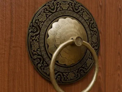 Chinese Style Ornamental Door Knocker 7 - Low Poly PBR Model Low-poly 3D model