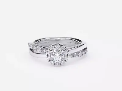 ZDR0172 halo diamond engagement ring gold 3D print model