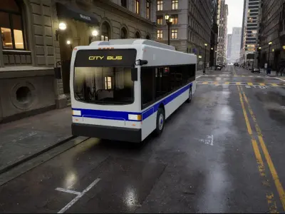Sity Bus PBR with interior Low-poly 3D model