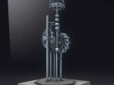 Waterwheels Fountain High-Poly Version 3D model
