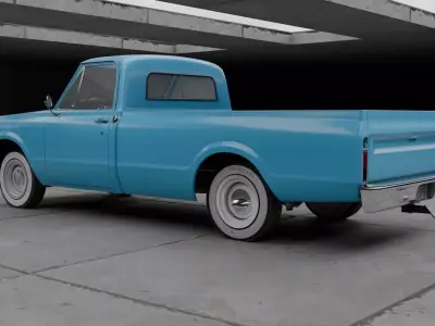 Generic Classic American Long Bed Pickup Truck Low-poly 3D model