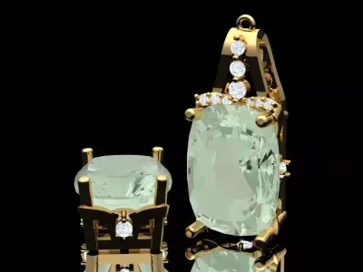 Le Vian Mint Julep Quartz Diamond Drop Earrings 3D print model