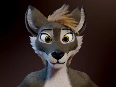 Amethysta Anthro Wolf 3D model