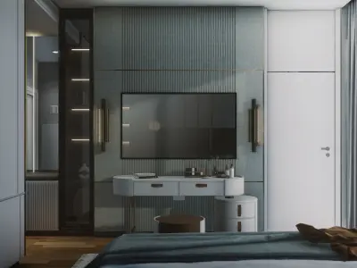Hill House Interior Scene Bed Room Modern Interior Design 3D model
