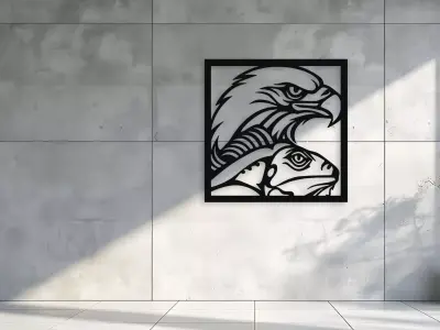 Eagle and Reptile Stencil Wall Art  3D model