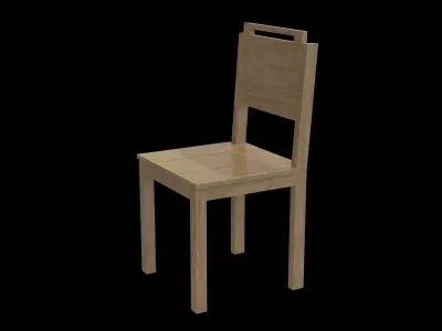 Chair wooden 03 Low-poly 3D model