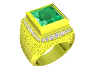 Luxury Square Gemstone Ring for Men 4825 3D print model