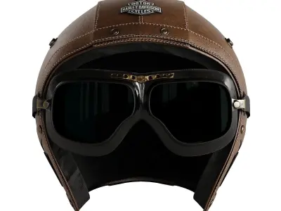 Leather moto helmet 3D model