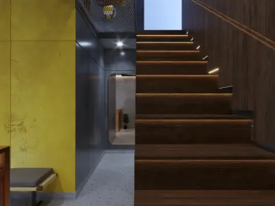 Modern Warm House 2 floor Interior Low-poly 3D model