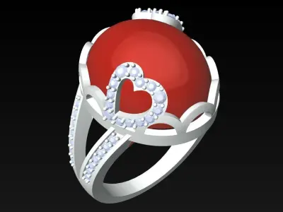 Oval Stone Ring - Womens Rings - GN104 3D print model