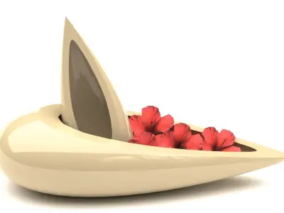 Decorative vase with hibiscus flowers 3D model