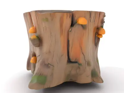 Mossy Tree Stump with Fungi Model Pack Low-poly 3D model