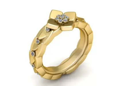 Gold Flower Ring 3D print model
