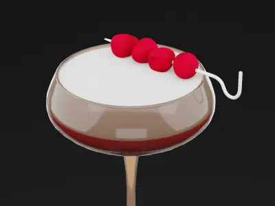 Raspberry Cocktail Low-poly 3D model