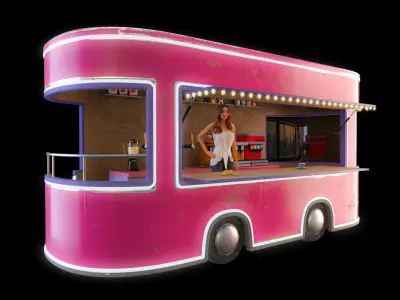 Trailer coffee shop 3D model by VardanVH