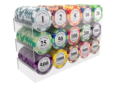 Poker Chips With Clear Box Casino Coins 3D model