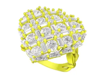 A7488 Heart Diamond Engagement Ring 3D Model 3D print model