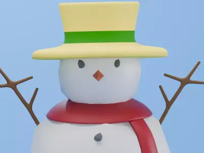 Low Poly Christmas Tree and Snowman  Low-poly 3D model