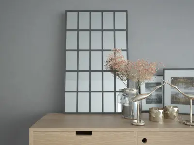 Loft mirror in black frame 3D model