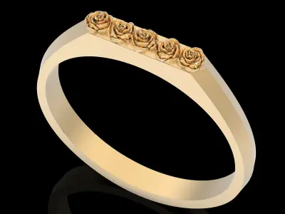 Lux rose ring silver gold jewelry printable 3D model 3D print model