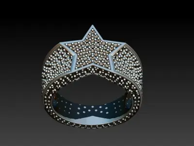 Star Ring FULL Round Diamonds  Luxury Jewelry Gold Platinum 3D print model