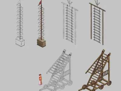 Game Siege weapons - knife ladder - ladder truck 3D model