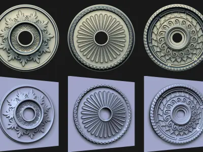 40 Rosette Ceiling Base Mesh and VDM Brushes Pack  Low-poly 3D model