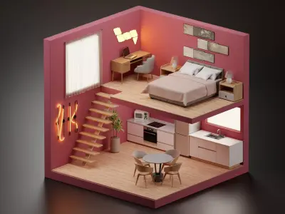 Doublefloor apartment 3D model