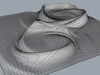 Surface Twirl Parametric Facade Design Grasshopper Rhino Files 3D model