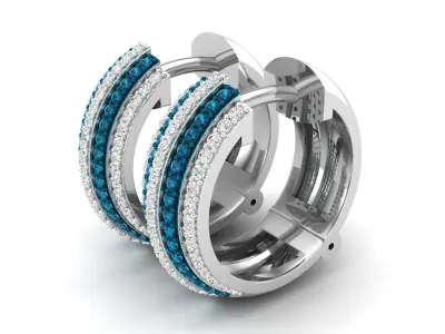 AV 569 Round Diamond Ladies Hoop Earrings 3D print model