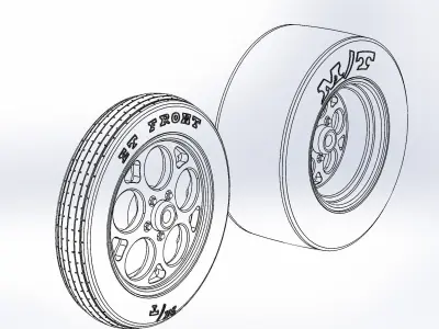 Set of wheels Summit Drag-Thrust for scale model dragster 3D print model