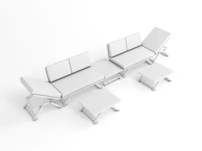 Foldable Garden Chair Table Set Low-poly 3D model