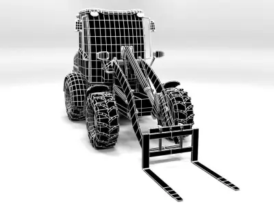 JCB EXCAVATOR FORKLIFT LOWPOLY Low-poly 3D model
