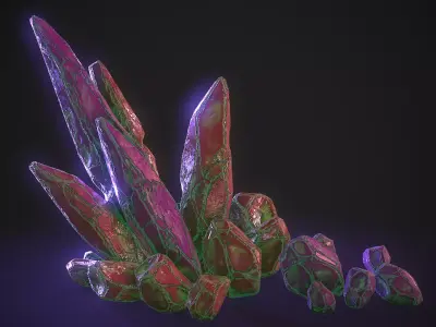 Crystals - 3D model group of Low-poly 3D model