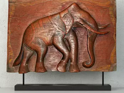 Antique Indian Elephant Relief Panel 2 3D model