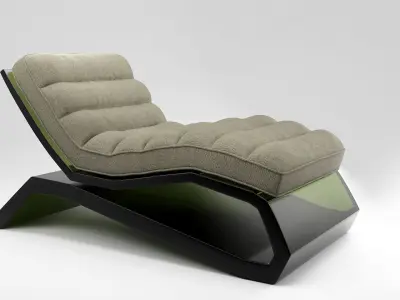 Modern standard chais long size Low-poly 3D model