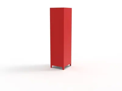 METAL CABINET-SINGLE LONG-RED AND WHITE Low-poly 3D model
