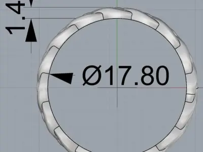 Women ring with binding size 18 mm 3D print model