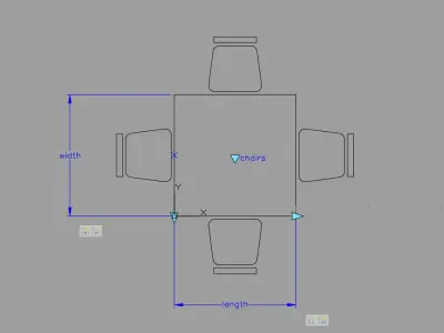 Dynamic Table with Chairs Block - Adjustable Size and Seating 3D model