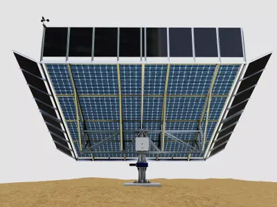 Solar Tracker-2x4 Panel Layout-SOLAR-SIM V01-Mirror Supported Low-poly 3D model