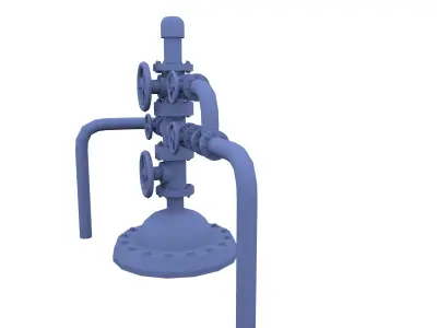 Oil Pumpjack Wellhead Weathered 3 Low-poly 3D model