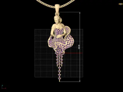 Woman pendant silver gold jewelry printable 3D model 3D print model