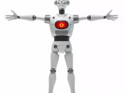 Retro Robot with Antennas Model Pack Low-poly 3D model