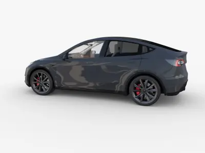 Tesla Model Y RWD Midnight Silver with interior and chassis 3D model